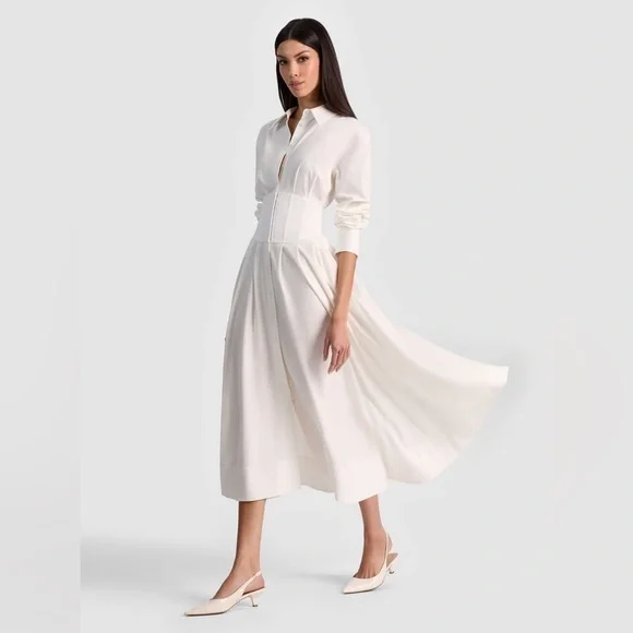 Alice Olivia EDIE CORSET BUTTON DOWN MIDI DRESS $550 NEW without tag - Picture 7 of 11